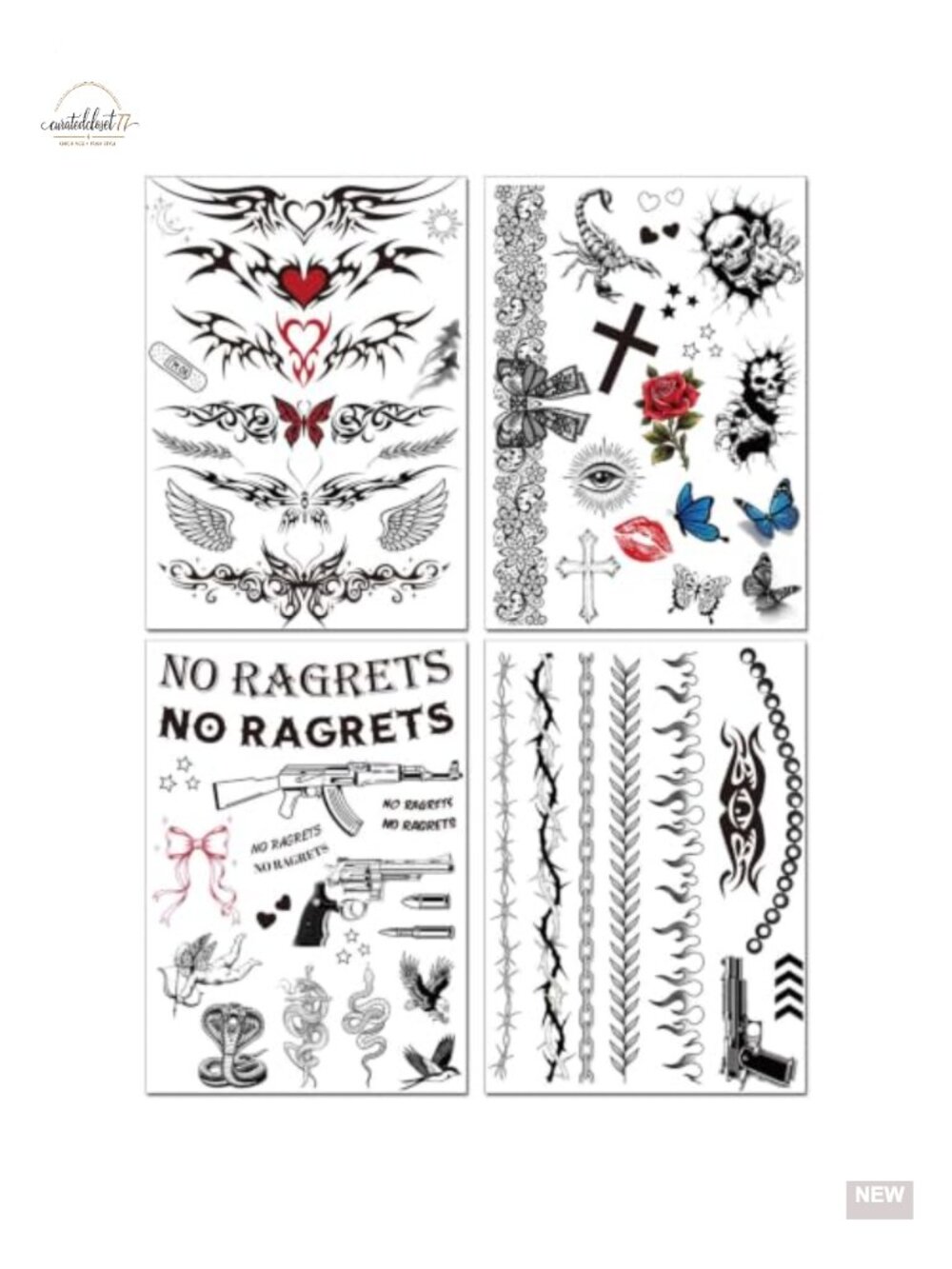 Barbed Wire Temporary Tattoo No Ragrets Halloween Tattoo Stickers Adult